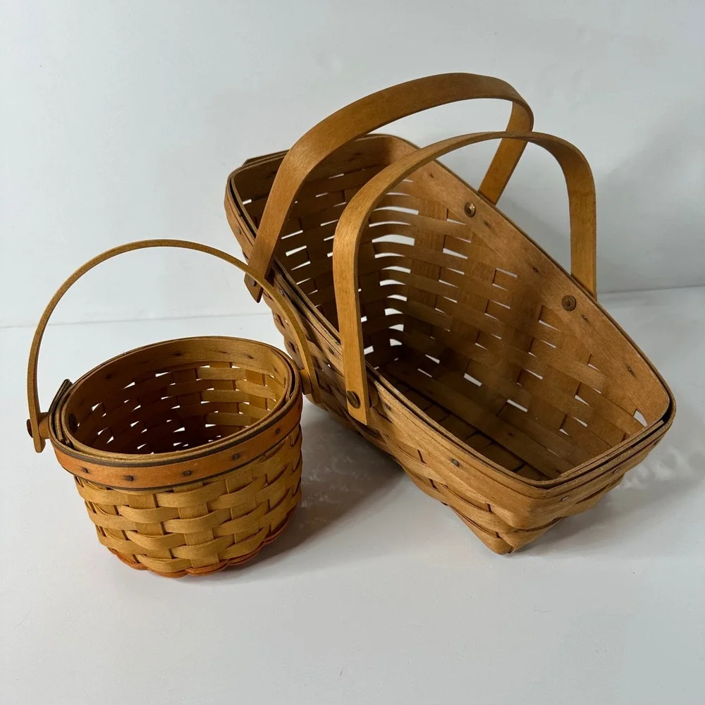 Vtg Longaberger Baskets Medium Vegetable 1991 Little Pumpkin 1997 Single Divider